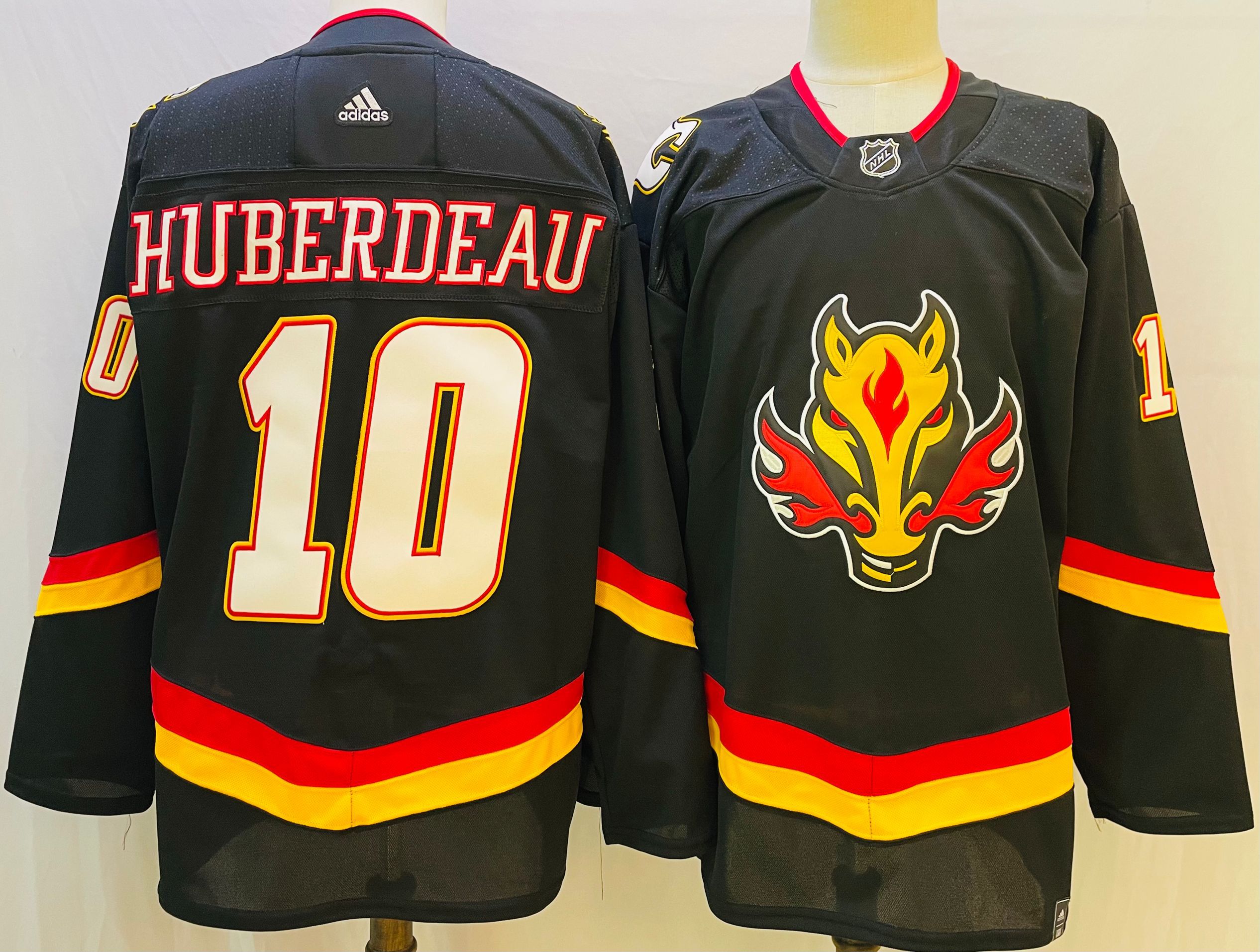 Men Calgary Flames #10 Huberdeau Black Throwback 2022 Adidas NHL Jersey